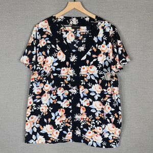 Lane Bryant Womens Blouse Size 18 Floral Short Sleeve Casual Wear to‎ Work